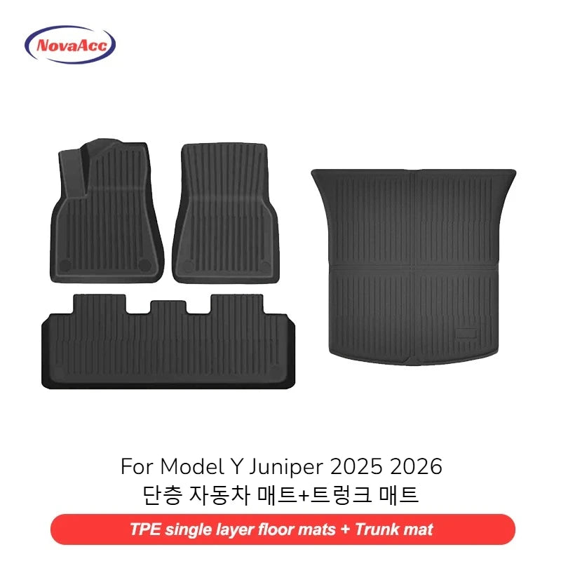 NovaAcc for Tesla Model Y Juniper 2025 2026 Model 3 Highland Floor Mats Trunk Mats Cargo Liners TPE All Weather Water Proof