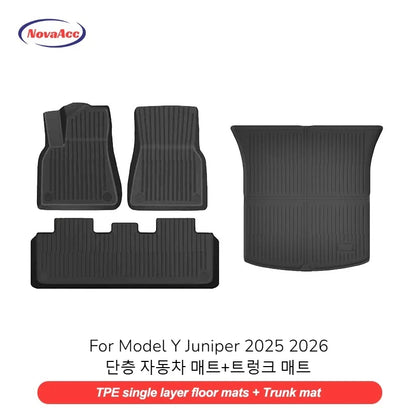 NovaAcc for Tesla Model Y Juniper 2025 2026 Model 3 Highland Floor Mats Trunk Mats Cargo Liners TPE All Weather Water Proof