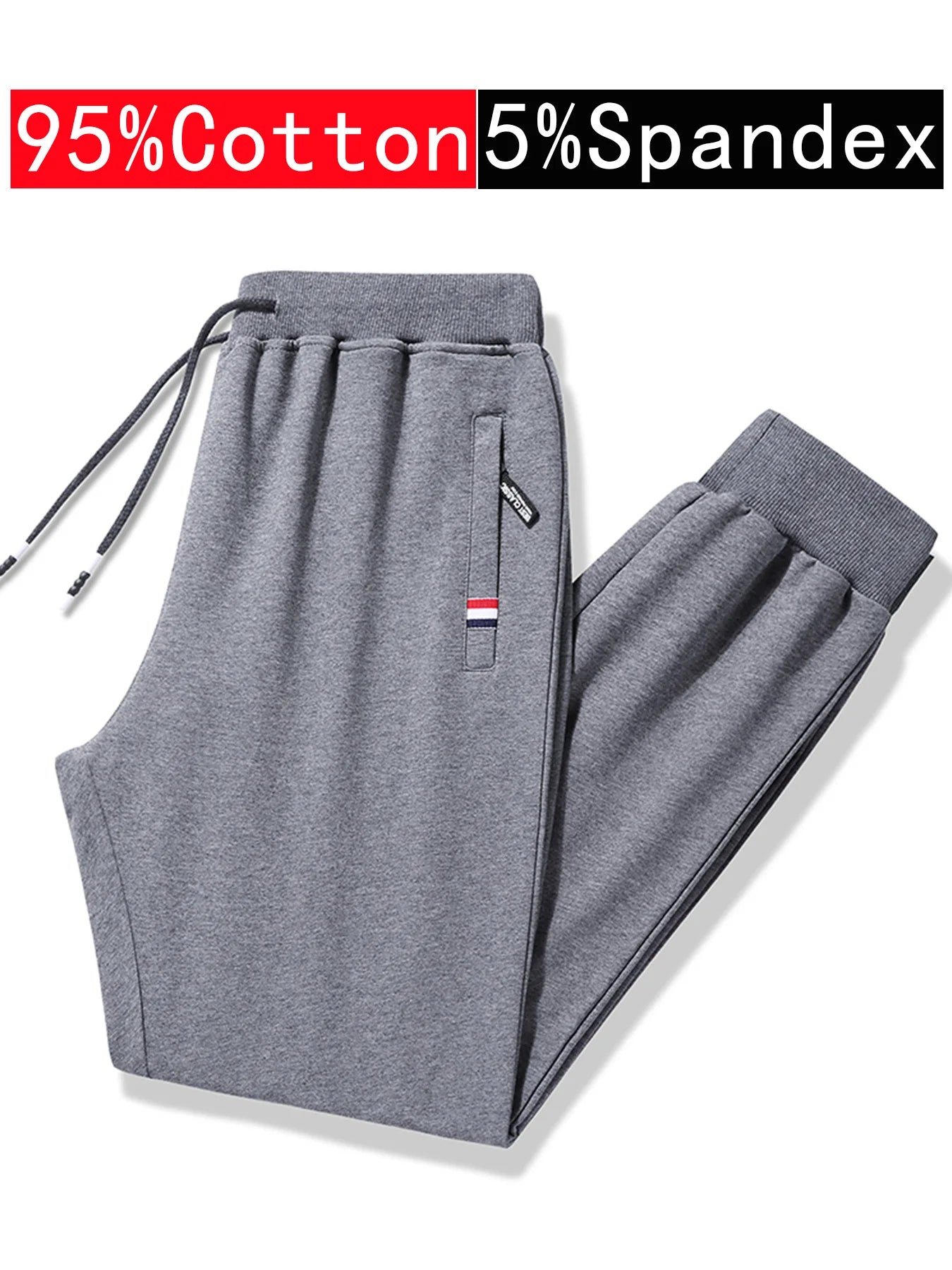 2-piece Black Pants Autumn Men's Stretch Belt Zipper Pocket Jogging Elastic Cotton Fitness Sport Suitable Gym Hiking Daily Wear