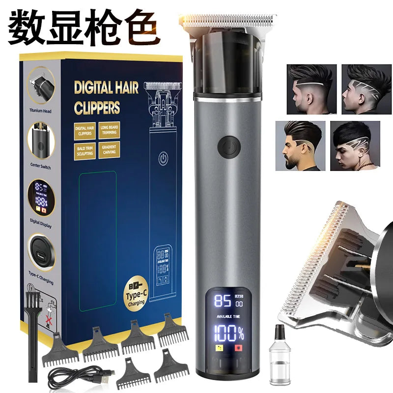 Professional Electric Hair Clipper - Fast Charging Bald Head Trimmer with Oil forCarving Home & Barber Use