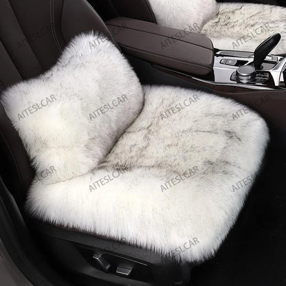 For Tesla Plush Rabbit Fur Car Seat Cushion Winter Warmth Thickened Wool One Piece Square Cushion for Main Driver or Co-pilot