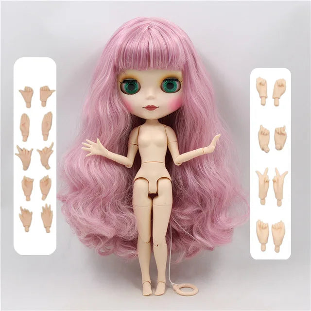 ICY DBS blyth doll 1/6 toy bjd joint body mix pink Hair white skin joint body gift 1/6 30cm nude doll anime