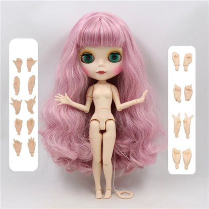 ICY DBS blyth doll 1/6 toy bjd joint body mix pink Hair white skin joint body gift 1/6 30cm nude doll anime
