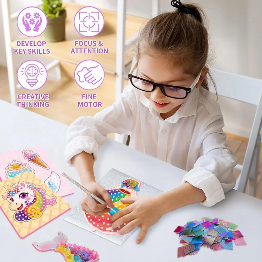 Unicorn Poke Art Craft Kit, DIY Fabric Poking Toy, Kids Educational Handmade Art Set Girls Birthday Gift