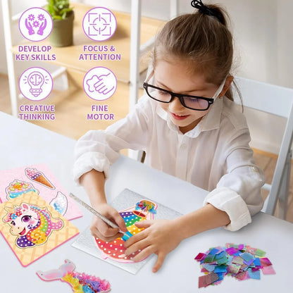 Unicorn Poke Art Craft Kit, DIY Fabric Poking Toy, Kids Educational Handmade Art Set Girls Birthday Gift