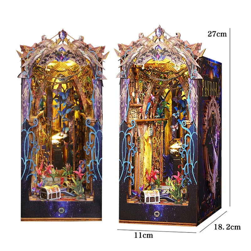 Magical DIY Book Nook Kits Miniature Doll House With LED Light 3D Puzzles Building Wooden Bookshelf Bookend Toy For Adults Gifts
