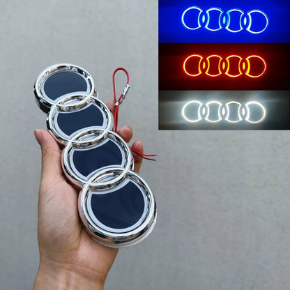 18*5.8CM is suitable for 5D Audi refitting personalized decorative light Q3 A3 Q5 TT A5 A8 rear logo LED light emitting logo.