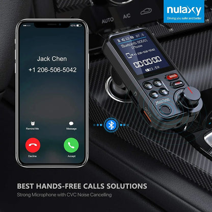 Bluetooth-compatible Car Wireless FM Transmitter Radio Adapter Fast Charging Treble Bass Sound Music Car MP3 Player Aux QC3.0