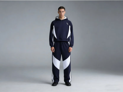 New European and American Ins color blocked embroidered personalized hoodie y2k fashionable casual sports style pants set