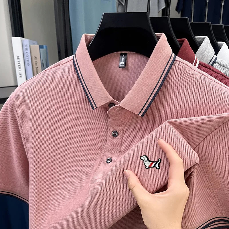 100% Pure Cotton Men's Polo T-Shirt New Style Summer Cozy Skin-Friendly Luxury High-End Commuting Short Sleeve Custom Embroidery