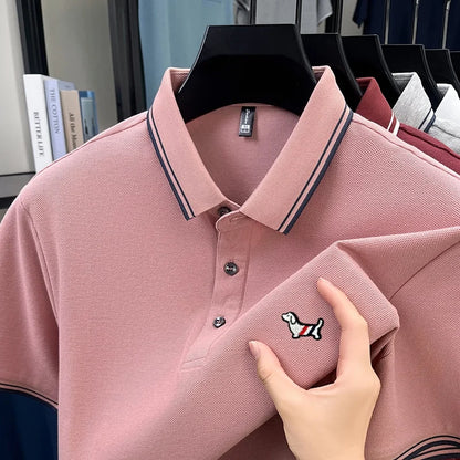 100% Pure Cotton Men's Polo T-Shirt New Style Summer Cozy Skin-Friendly Luxury High-End Commuting Short Sleeve Custom Embroidery