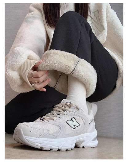 Thickened Fleece Women's Sports Pants Autumn Winter New Style Casual Loose Wide Leg Sweatpants High Waist Polyester Fiber