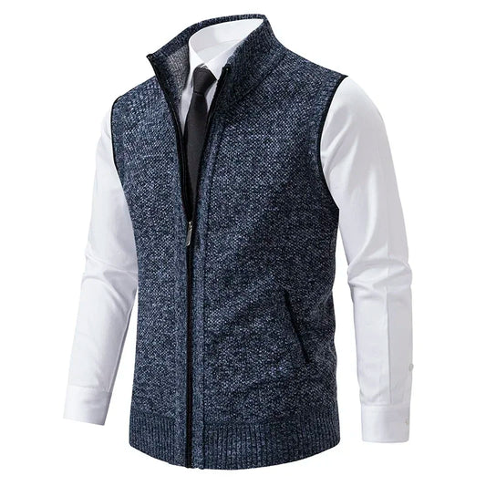 Men Sweaters Vest 2025 Autumn Winter New Wool Warm Velvet Solid Casual Knitwear Turtleneck Sleeveless Sweaters Vest men clothing