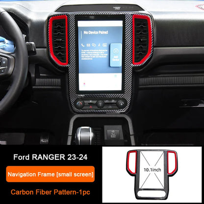 Carbon Fiber Car Interior Overlay Accessories For Ford Ranger Raptor Wildtrak T9 2022-2025, Central Gear Shift Panel Door Trim