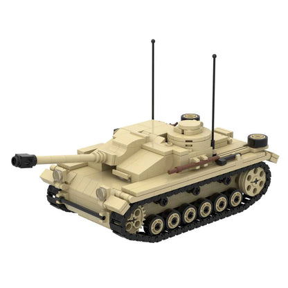 WW2 German StuG III Ausf G Assault Gun Building Blocks Toy Set Military Tank Destroyer Bricks Model Stug3 for Collectors