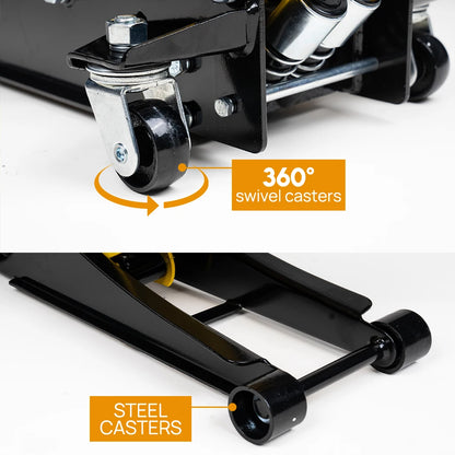 Super Low Profile Floor Jack 3-Ton Hydraulic Trolley Quick Lift Dual Pump