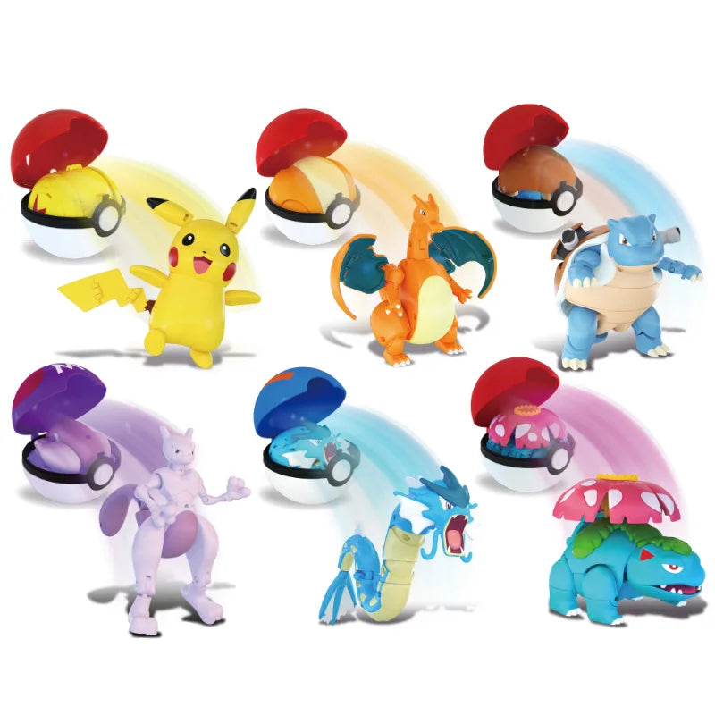Hot Pokemon Figure Greninja Lucario Pokeball Gyarados Pikachu Dragonite Gengar Mew Venusaur Elf Poke Ball Toy Kids Birthday Gift