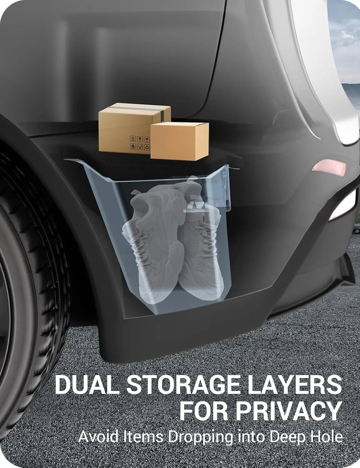For Tesla Model Y Juniper 2025 2026 Launch Trunk Side Storage Box Boot Organizer Flocked TPE Mat Anti-dirty Travel Accessories