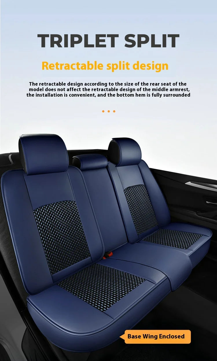 5-seat  car seat cover, new nappa leather ice silk fixed lumbar support, four-season universal, suitable for most cars