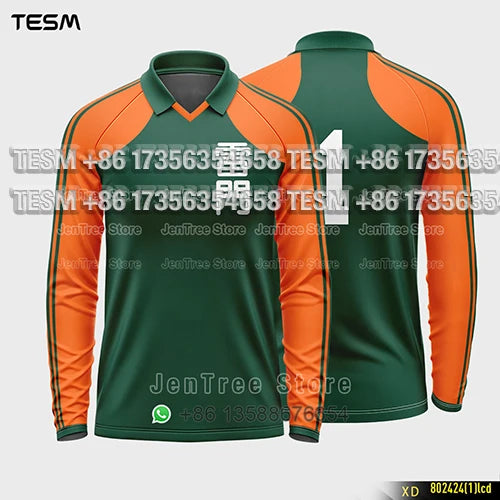 TESM Summer Men Long Sleeve 3D Printed Polo Shirt V-Neck Sports T-Shirt  Team Sports Training Shirts