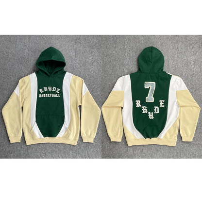 Fashionable Sports Suit Rhude Casual Shorts High-quality Splicing Color Blocks Thick Fabric Printed Hoodie