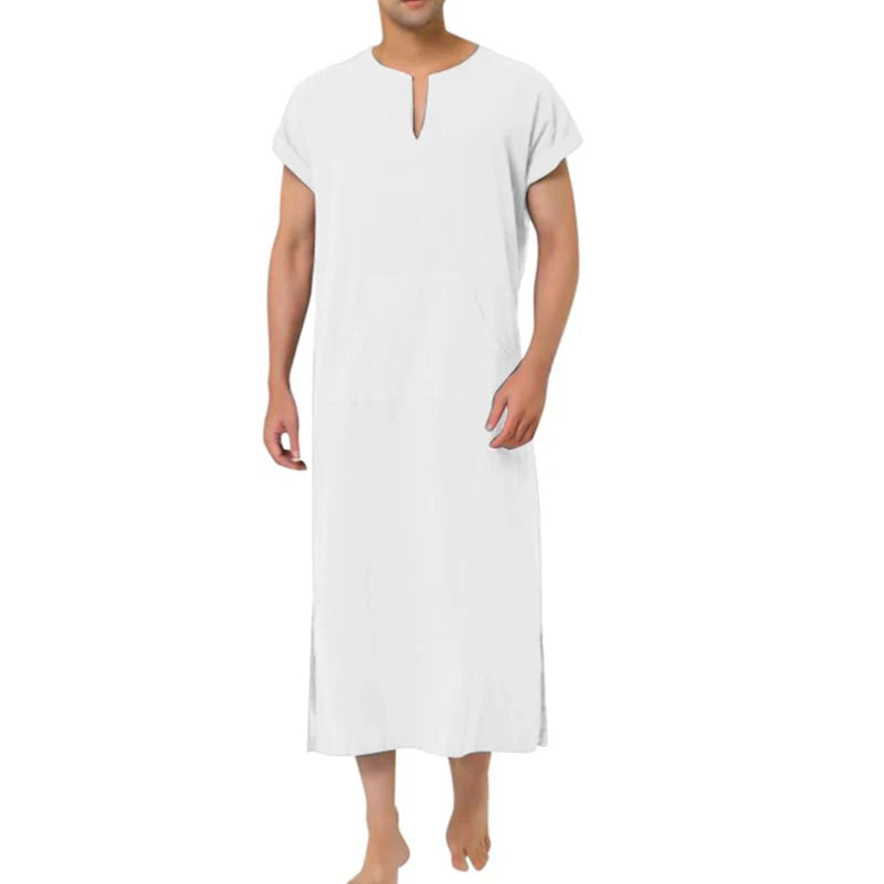 Arabic Style Minimalist Short/Long Sleeve Men's Muslim Robe Abaya Islamic Men Clothing Fashion Muslim Sets Saudi Caftan Abayat
