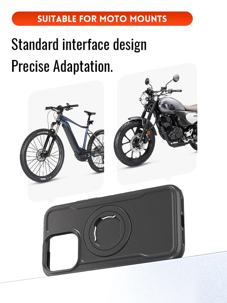 Quad-style Motocycle/Bike Magnetic Shockproof Case For iPhone 17 16 15 14 ProMax Charging Protective Cover with Lock-in Design