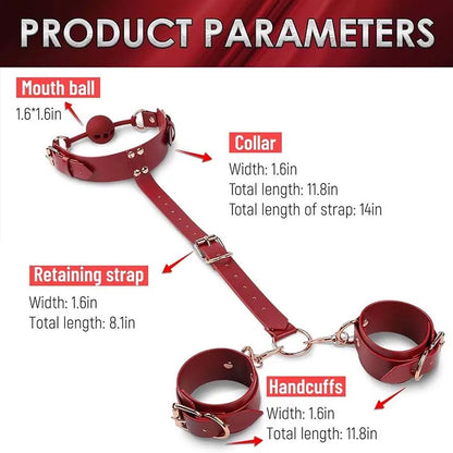 Adjustable BDSM Handcuffs Ankle Bondage Kit Adult Fetish Restraint Set with Harness Bar for Couples Sexual Games