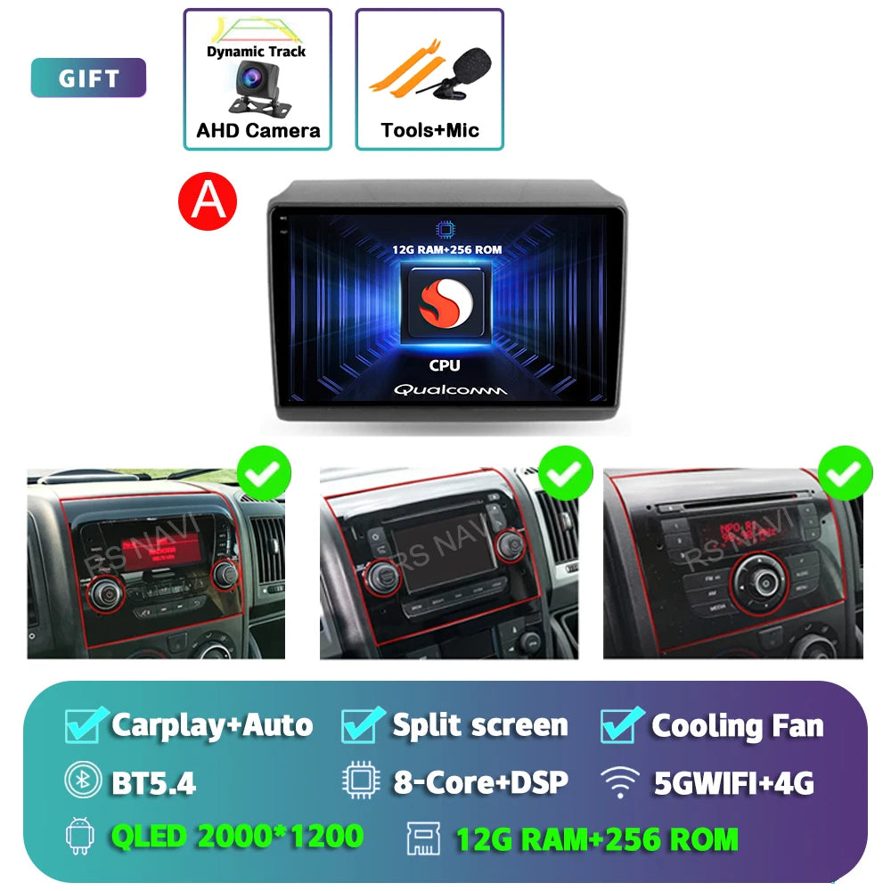Android 15 For Fiat Ducato Peugeot Boxer Citroen Jumper 2006-2022 2K QLED Android Car Radio Multimedia stereo Player GPS CarPlay