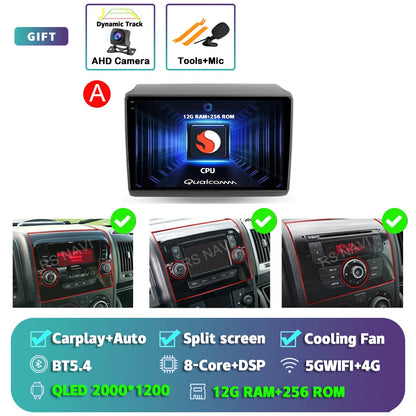 Android 15 For Fiat Ducato Peugeot Boxer Citroen Jumper 2006-2022 2K QLED Android Car Radio Multimedia stereo Player GPS CarPlay