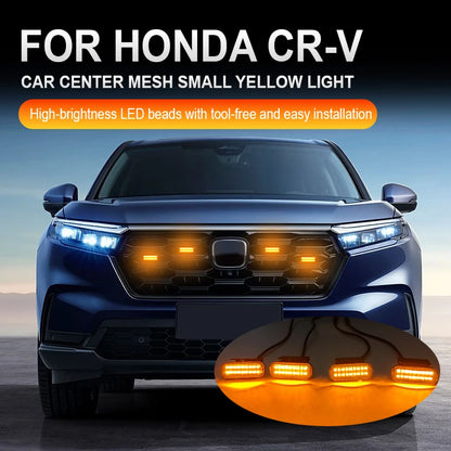 LED Car Lights Front LED Grille Lights With Harness Eagle Eye Lamp For  HONDA CR-V center mesh small yellow light  Accessories
