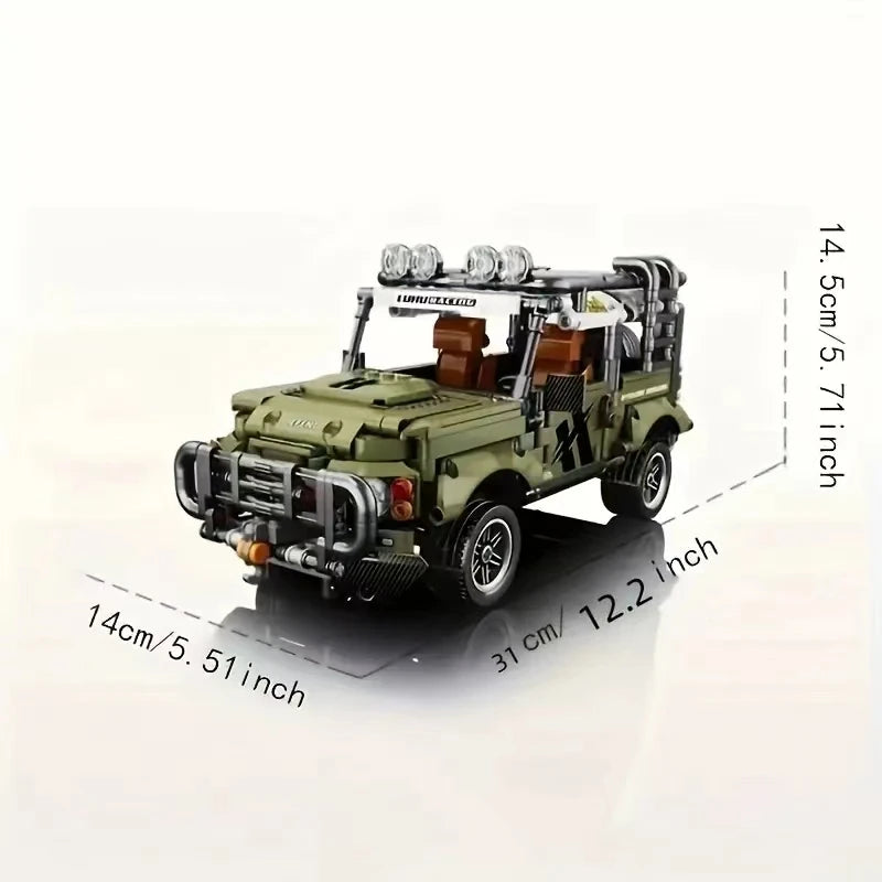 High-end green off-road vehicle assembly block building kit – the perfect gift for birthdays and special occasions.