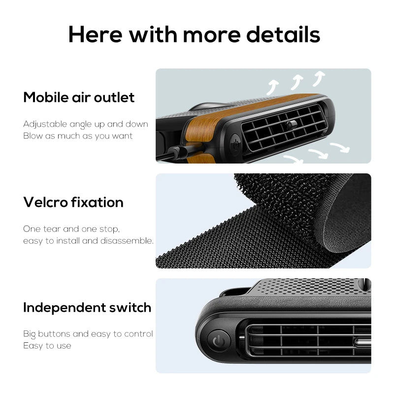 Yanace Portable Car Seat Cooling Fan USB Rechargeable Backseat Air Cooler with Strong Wind for Summer Travel Accessories