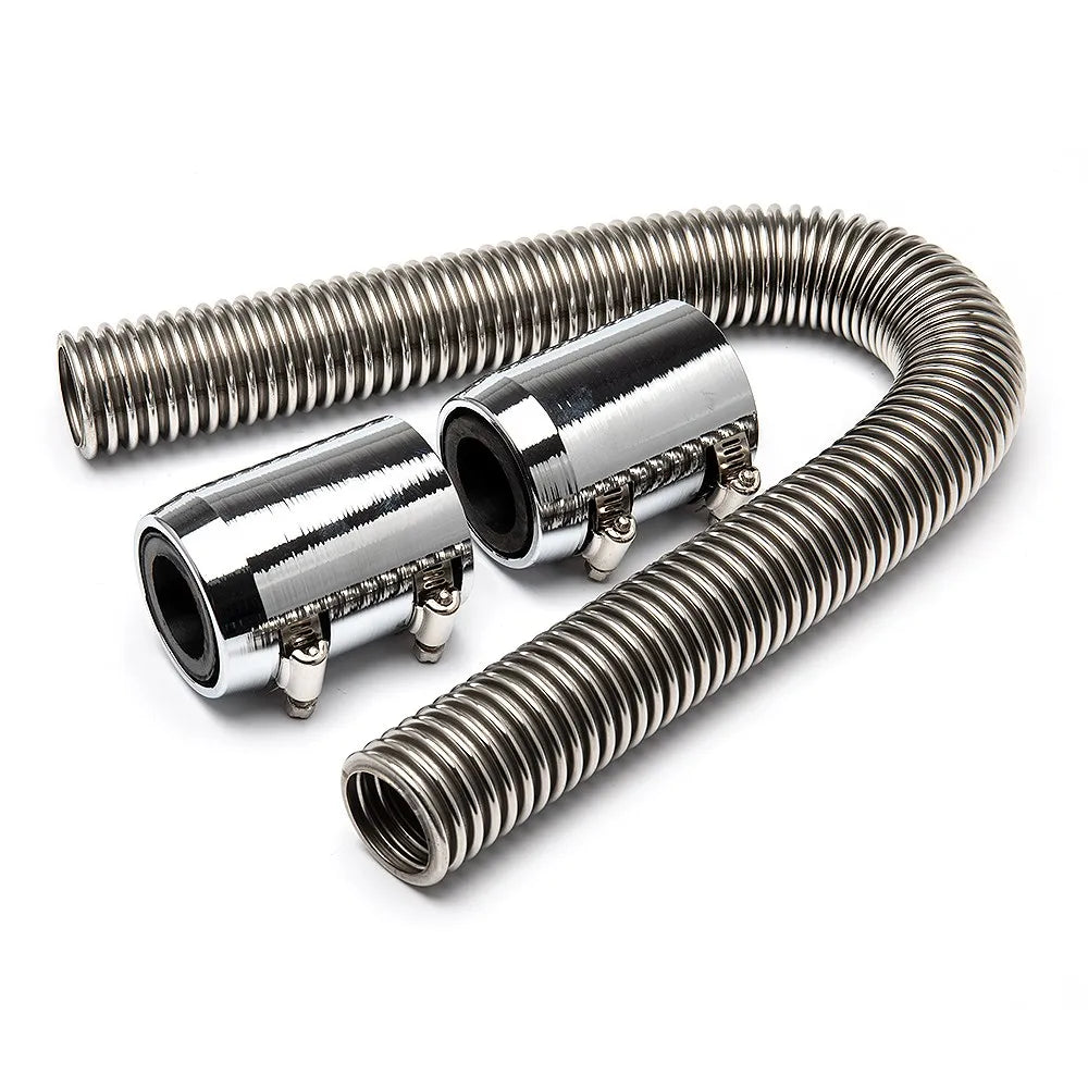 Universal 24" 36" 48" Car Engine Cooling Stainless Steel Radiator Hose Kit and Stainless Steel With Chrome-Plated Cap Clamp