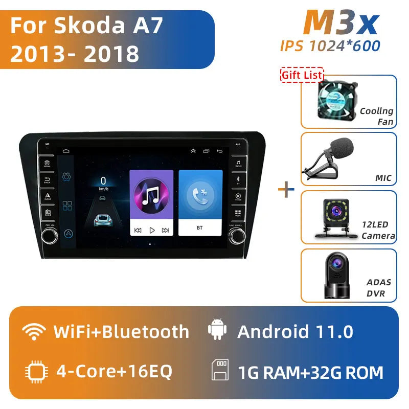 Jundof 2 Din Android 13 Car Radio For Skoda Octavia 3 A7 2013-2018 Multimedia Video Player 4G WiFi Navigation Carplay Head unit
