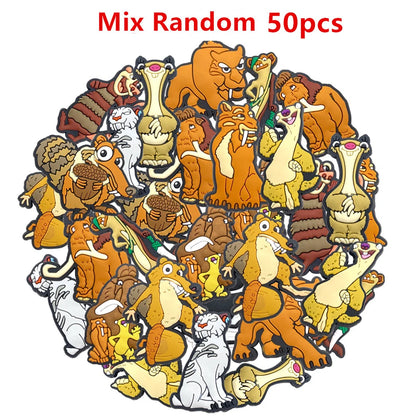 12/50/100Pcs Cartoon Ice Age Shoe Charms Cute Anime Clog Sandals Shoes Decorate Aceessories Buckle Kids Halloween Party Gifts