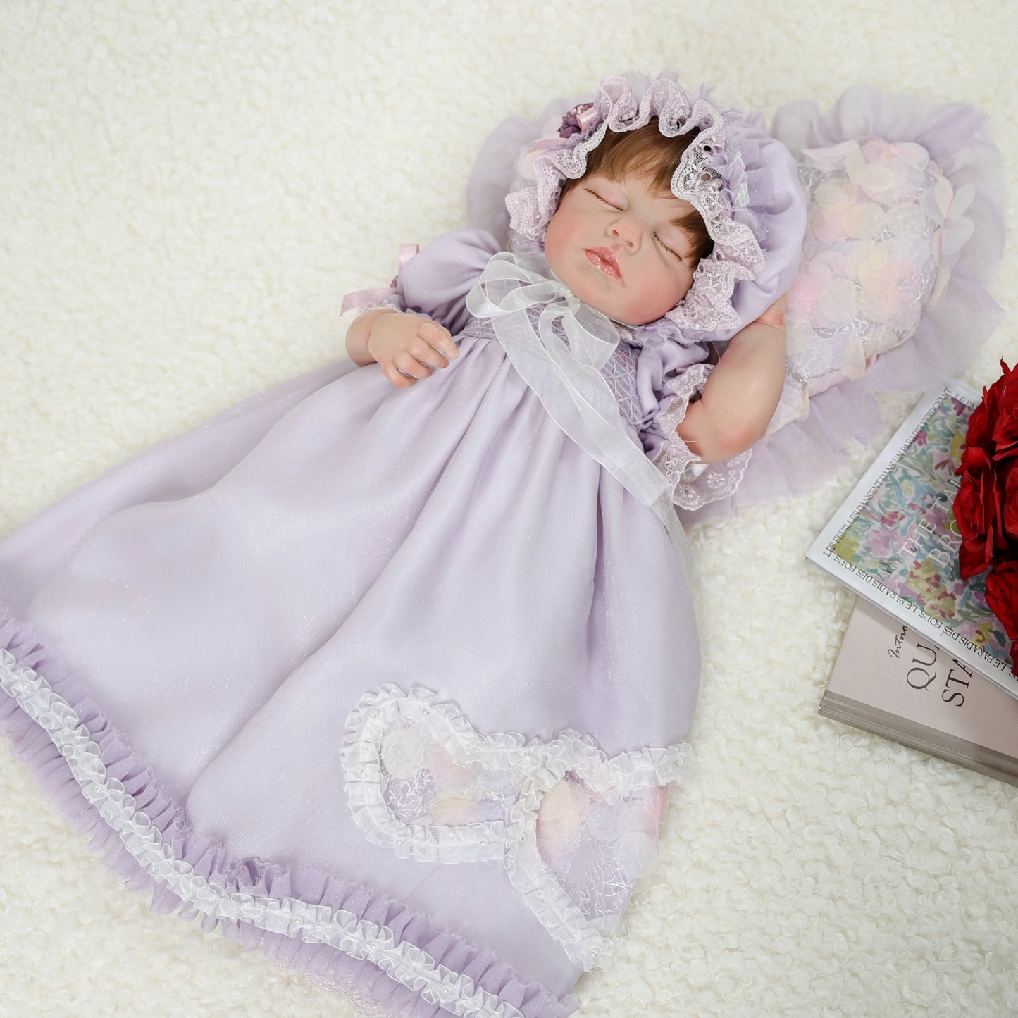Cloveray 20 inch Collection Realistic Rebirth Baby Doll Cute Handmade Vinyl Doll High Quality Collection Simulation Toy Kid Gift