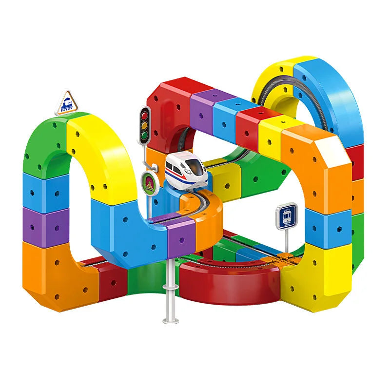 DIY Stem Magnetic Track Car Magnetic Sheet Children'S Puzzle Toy Electric Magical Magnetic Block Anti Gravity Toy Birthday Gift
