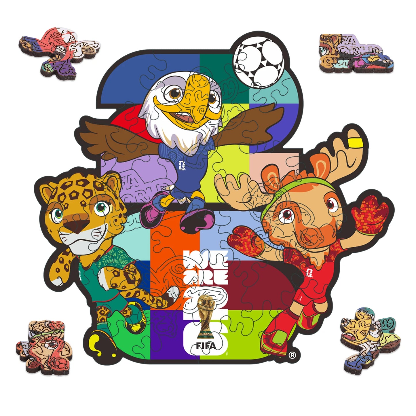 Mini Wooden Puzzles for Adults FIFA World Cup Football Unique Shaped Puzzle Collectible Decor Creative Birthday Festival Gifts