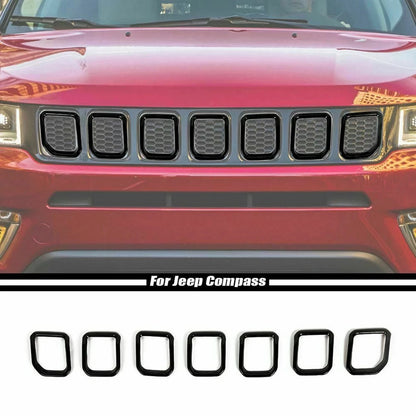 7PCS Car Front Grille Grill Inserted Mesh Cover for Jeep Compass 2021 2022 2023 2024 2025 Racing Grills Exterior Accessories