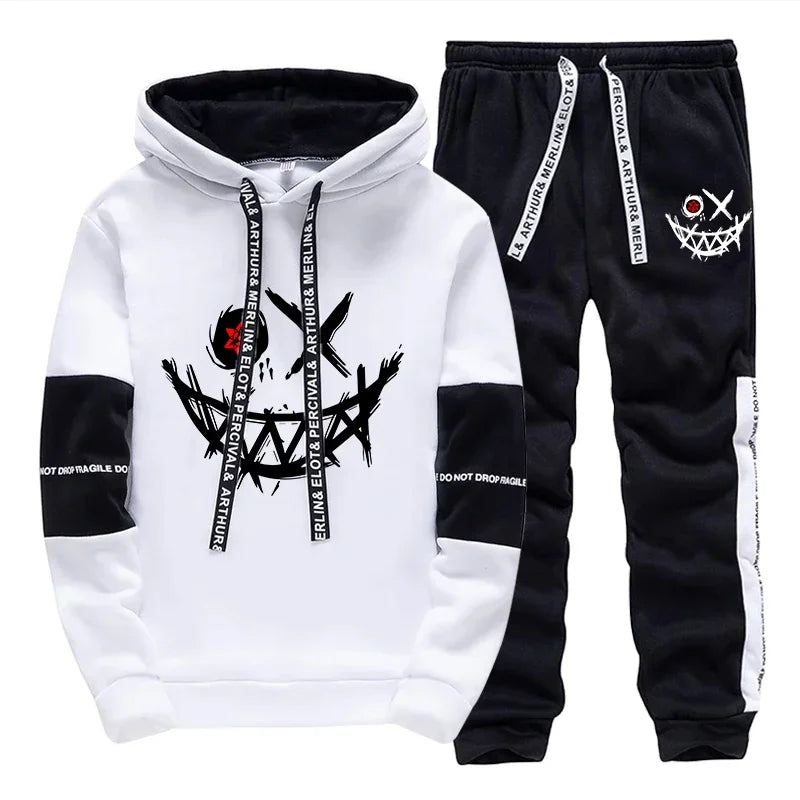 Hot Sales Mens Tracksuit Printed Single Piece Sweatshirts Sweatpants Casual Hoodie Pants Outdoors Mens Clothing Funny Streetwear