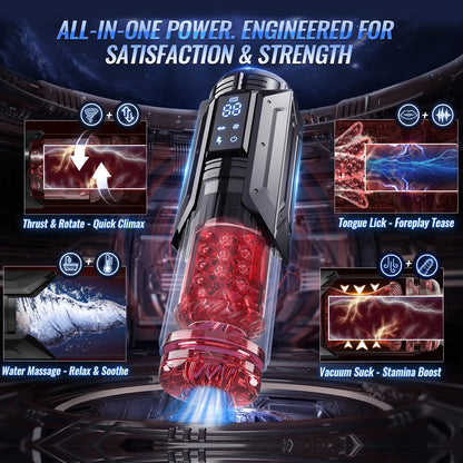 Male Automatic Masturbator Cup Thrusting Rotation Licking Sucking Penis Pump Pocket Pussy Blowjob LED Display Sex Toys for Men