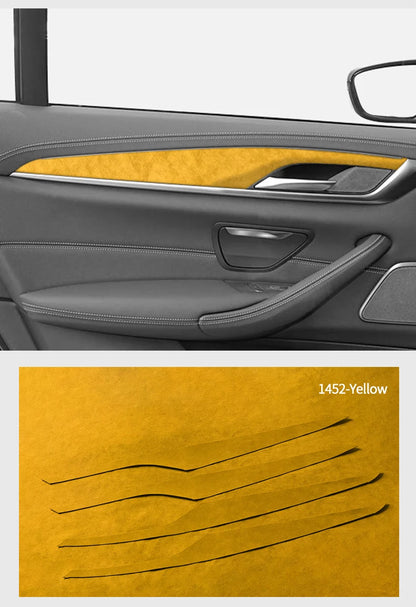 For BMW 5 Series G30 G38 Car Door Inner Handle Decorative Trim Frame Sticker Premium Interior Accessories Made of Alcantara