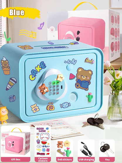Children's Mini Fingerprint Piggy Bank Toys DIY Password Unlock Money Box Kids Savings Bank With Music Key Toy For 3 Yeas Gifts