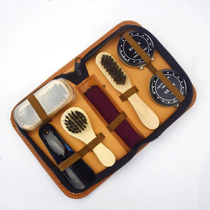 Professional Shoes Care Kit Portable For Boots Sneakers Cleaning Set Polish Brush horn Shine Polishing Tool For Leather Shoes