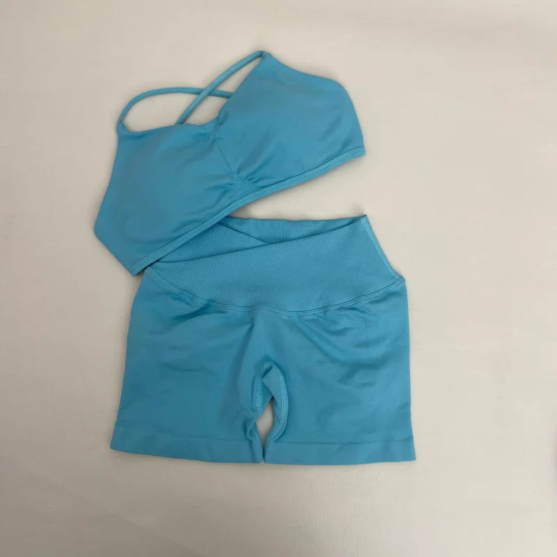 3 Pieces Women's High Stretch Gym Sportswear Shrug Sports Bra Shorts Set Comfortable Workout Yoga Active Wear Outfit