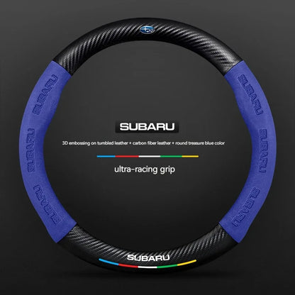 For Subaru STI Brz Wrx Xv Ascent Forester Outback Impreza Legacy Car Suede Carbon fiber Anti-slip Ventilate Steering Wheel Cover
