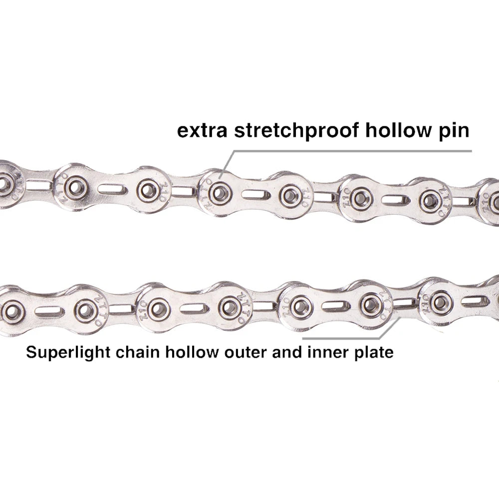 ZTTO MTB Road 10 Speed Bike Chain Silver Gold Rainbow SL SLR 10s Bicycle Power Lock High Quality 116 Links 10v Current
