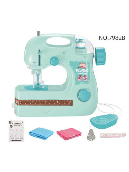 Mini Sewing Machine Toys for Kids, Electric Furniture Model Playing Home Toy with Lights DIY Simulation Sewing Gift for Children