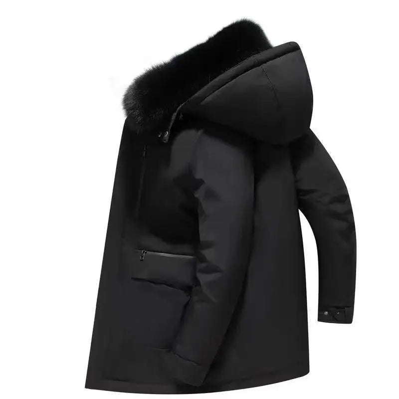 Luxury High Quality Men's Mid-Length Down Jacket Parka Winter Coat Thicken Warm  White Duck Down Plus Size Down Jacket Men Trend